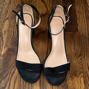 a new day Black Suede Ankle-Strap Block Heel Sandals